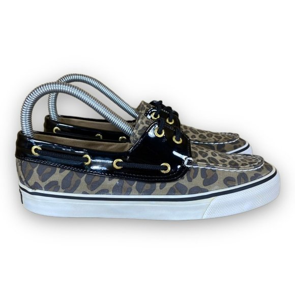 Sperry Biscayne Leopard Boat Shoes 9771577 Top Sider Slip On Multicolor Women 6M - Picture 1 of 8